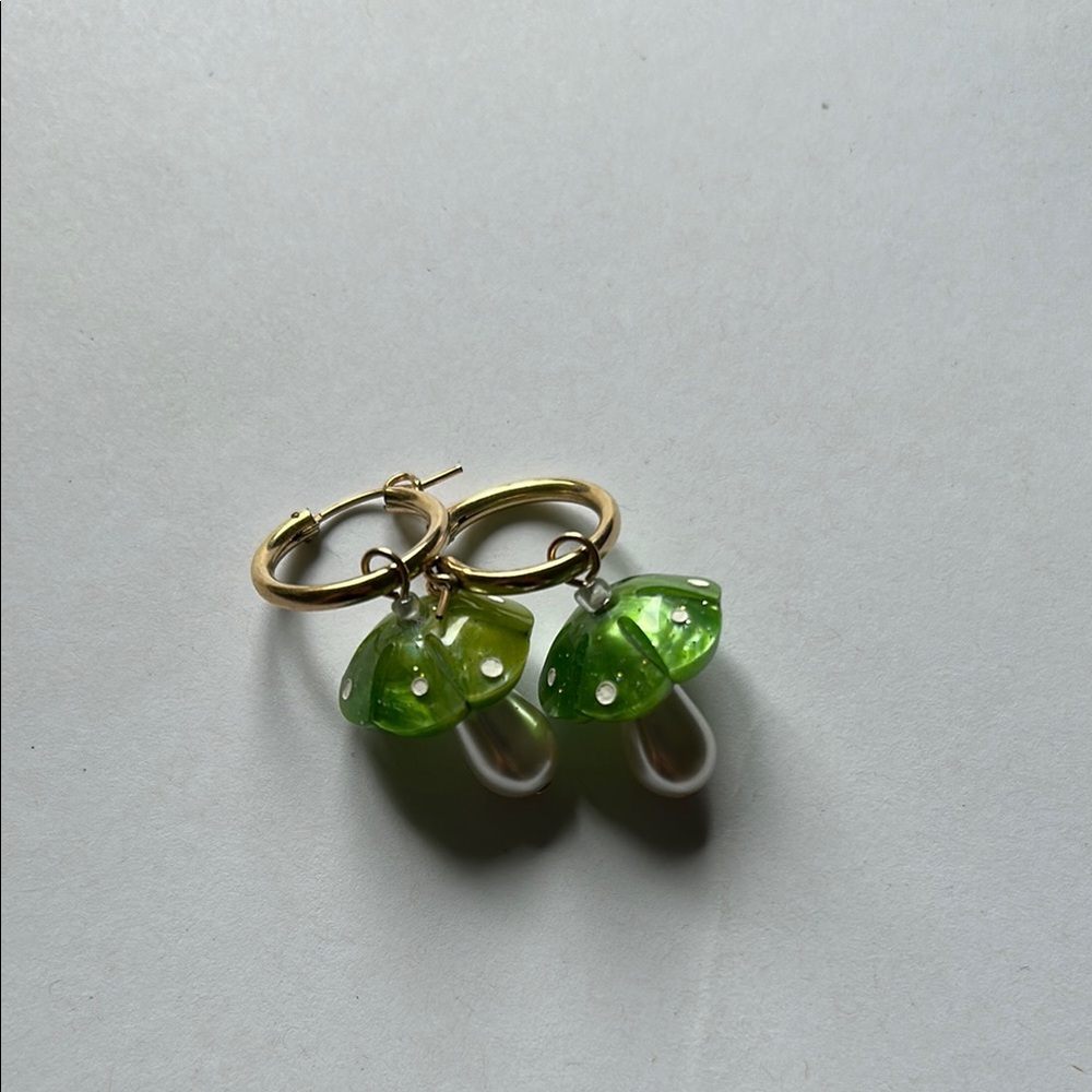 Green and Gold Hoop Earrings